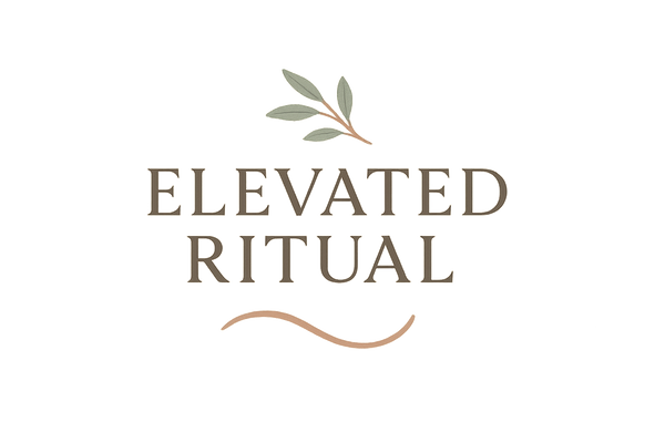 please generate a logo with the name Elevated Ritual. The logo should feel simple, elegant, and organic. Earth tones and soft whites or creams should be used in the colors